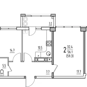 Apartament de mijloc,  varianta alba,  incalzire autonoma